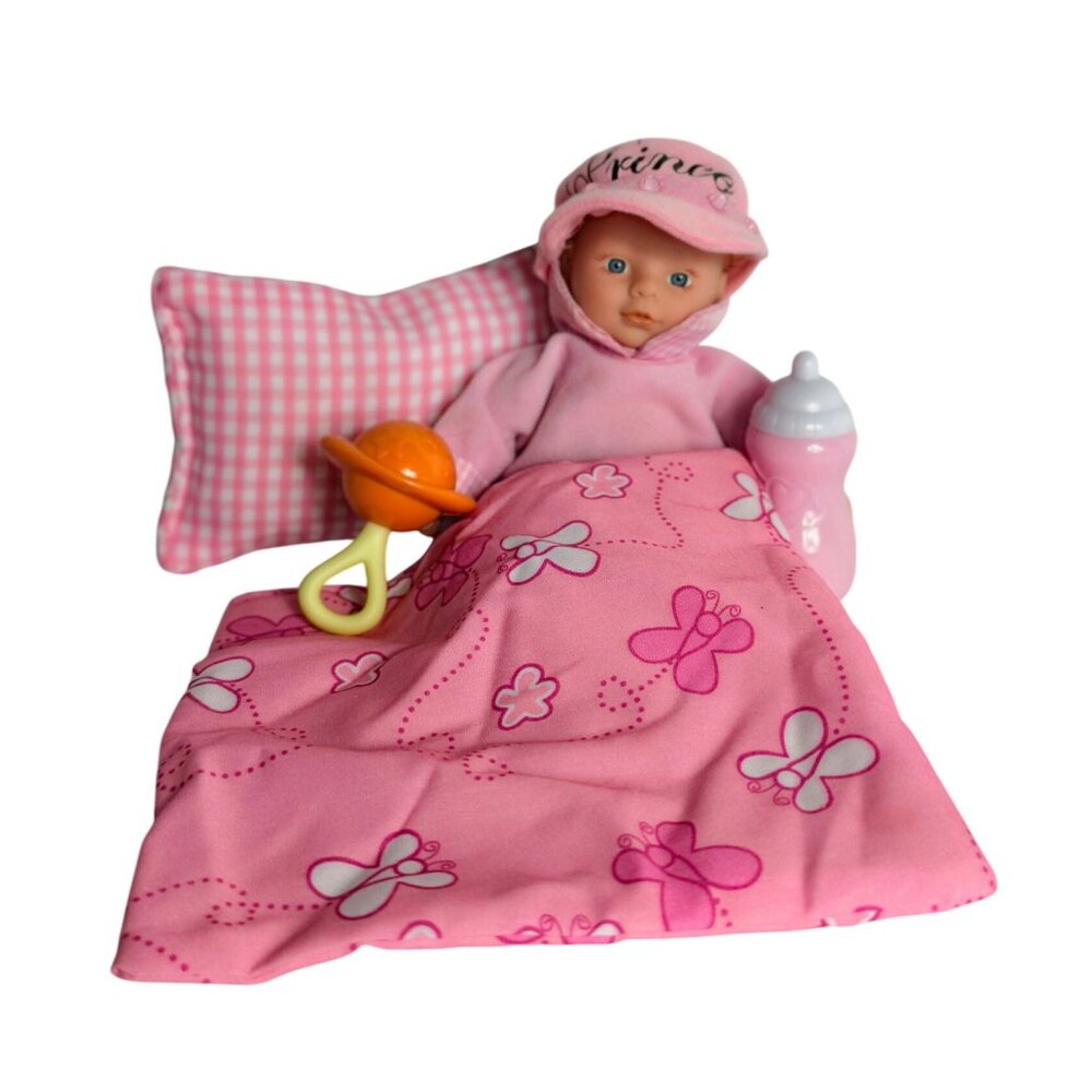 Infant 8" Baby Doll Complete Care Set Toy Princess Pink With Adorable Accessorie
